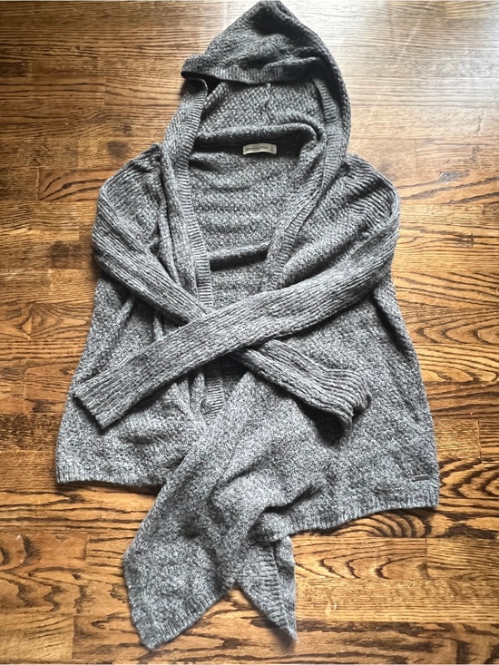 Abercrombie & Fitch Sweaters - Abercrombie & Fitch Wool Blend Gray Hooded Open-Front Knit Cardigan